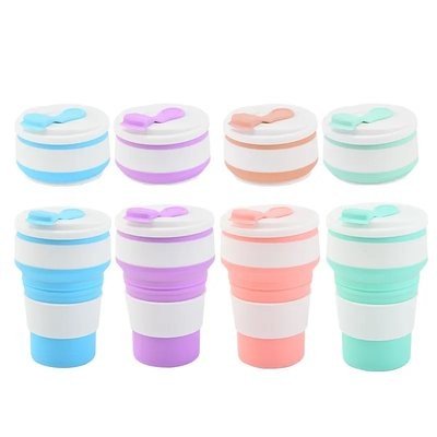 Picture of COLLAPSIBLE CUP SILICON FOLDING MUG SPORTS BOTTLE with Lids.