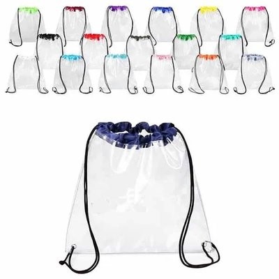 Picture of CLEAR TRANSPARENT DRAWSTRING BAG, TRANSPARENT PVC BACKPACK RUCKSACK