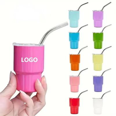 Picture of 3 OZ MINI TUMBLER SHOT GLASS with Straw Lid
