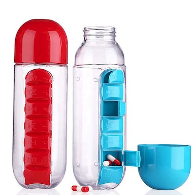 Picture of THREE in One Water Bottle & Portable 7-day Pillbox