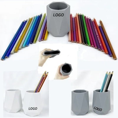 Picture of SILICON PEN HOLDER SIMPLE GEOMETRIC WHITE DESK TOP STORAGE