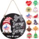 INTERCHANGEABLE SEASONAL GNOME WELCOME WREATH SIGN image 2