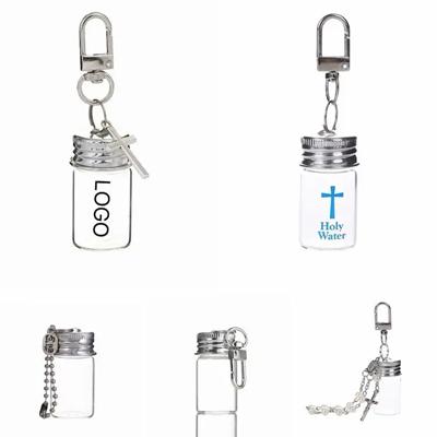 Picture of EMPTY CLEAR TRANSPARENT GLASS BOTTLE KEYRING CHAIN