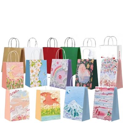 Picture of CUSTOM LOGO WHITE KRAFT PAPER HANDLED GIFT TOTE BAGS