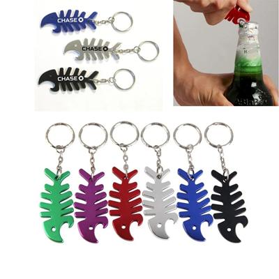 Picture of FISH BONE SHAPE METAL BOTTLE OPENER with Key Holder Keyring