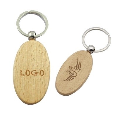 Picture of PROMOTIONAL OVAL WOOD KEY HOLDER KEYRING