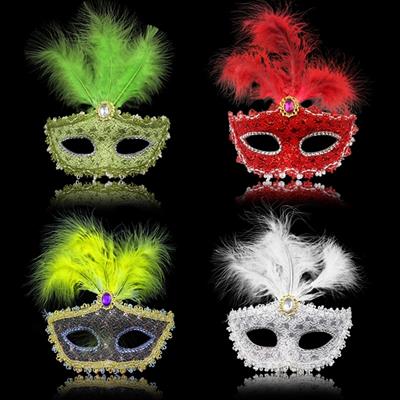 Picture of LIGHT UP FEATHERS FANCY MARDI GRAS MASK