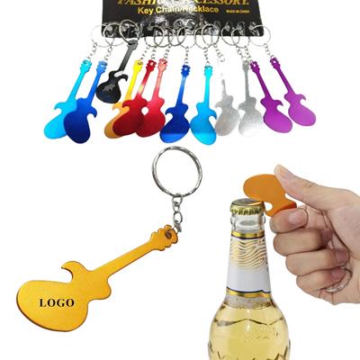 Picture of GUITAR SHAPE ALUMINUM BOTTLE OPENER with Keyring Chain