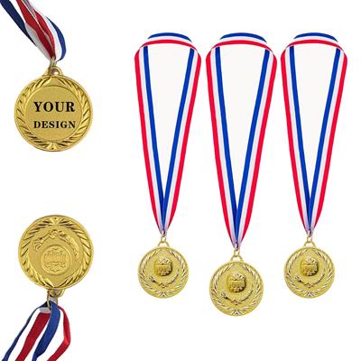 Picture of 2 INCH CUSTOM GOLD AWARD MEDALS W & STRIPE NECKBAND