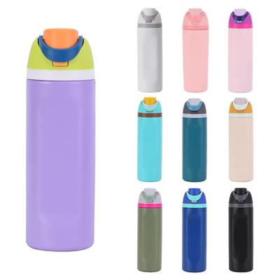 Picture of THERMAL INSULATED 19OZ PORTABLE POP-UP WATER BOTTLES with Straw