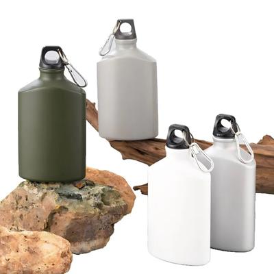 Picture of 17OZ SINGLE WALL FLAT ALUMINUM WATER BOTTLE with Carabiner