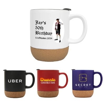 Picture of 12 OZ CORK BASE SPLASH-PROOF CERAMIC POTTERY COFFEE MUG