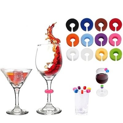 Picture of 12 PIECE DIFFERENT COLOR SILICON WINE GLASS CHARMS
