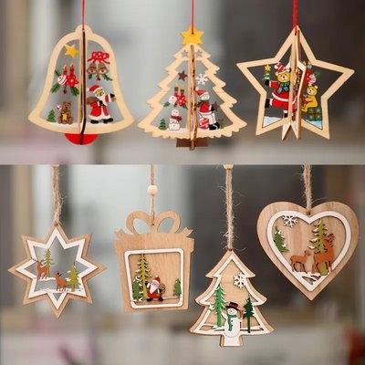 Picture of CHRISTMAS DECORATIONS WOOD ORNAMENTS STORE GIFTS