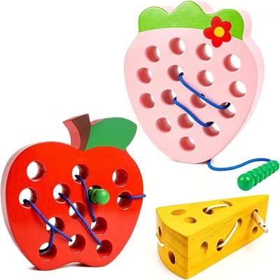 Picture of WOOD CHEESE LACING TOYS FOR TODDLERS
