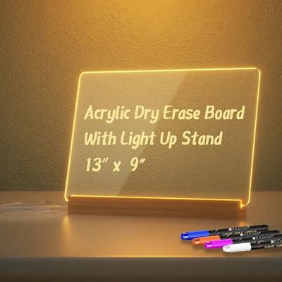 Picture of ACRYLIC DRY ERASE BOARD with Light Up Stand for Desk 13*9 In