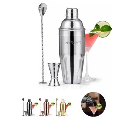 Picture of 25OZ SHAKER with Strainer Jigger Mixing Spoon Silver