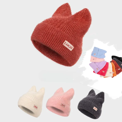 Picture of WINTER CAT EARS KNITTED HAT POLYESTER SOFT ADULT WINDSHIELD