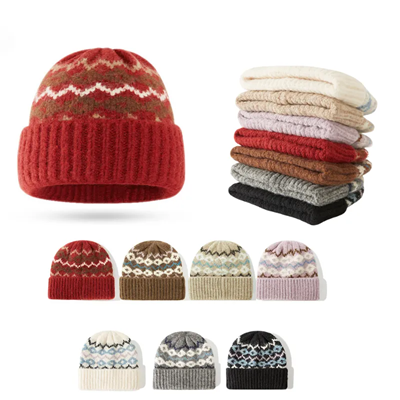 Picture of CONTRAST COLOR PLUSH KNITTED HAT BRIGHT POPULAR STYLE