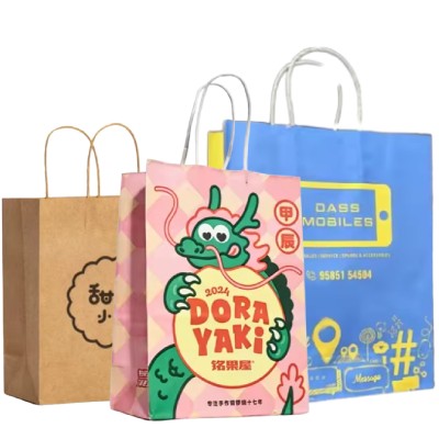 THEO ECO FRIENDLY BIODEGRADABLE PAPER KRAFT BAG with Twisted Handles.