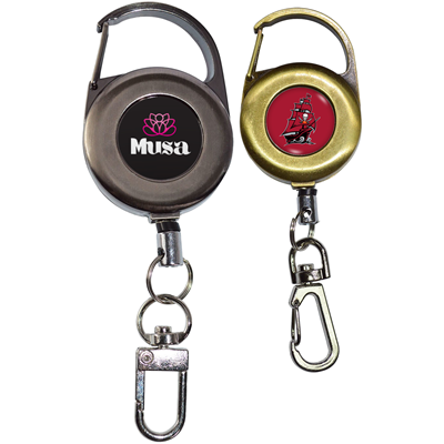 Picture of OUTDOOR ZINC ALLOY ROUND CARABINER BADGE REEL with Lobster