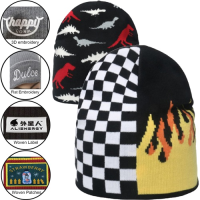 Picture of TWO LAYER REVERSIBLE WINTER HATS KNITTED BEANIE