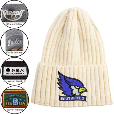 Picture of STRIPE CUFFED KNITTED BEANIE with Custom Logo