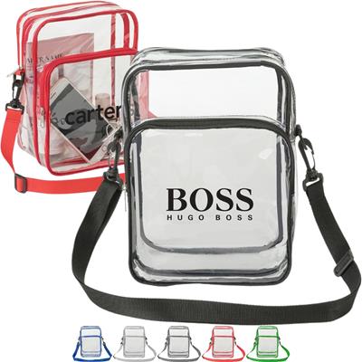 Picture of CLEAR TRANSPARENT PVC CROSSBODY MESSENGER SHOULDER BAG with Adjustable Strap
