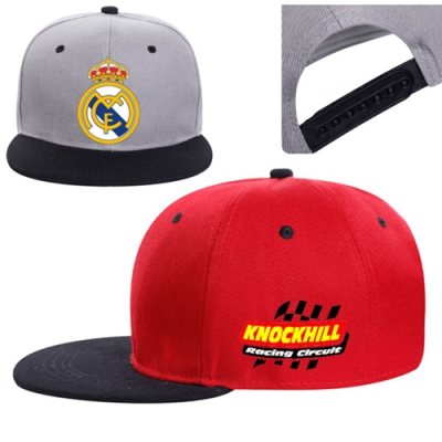 Picture of TWO-TONE STRUCTURED 6 PANEL FLAT BILL CAPS W & PLASTIC SNAP