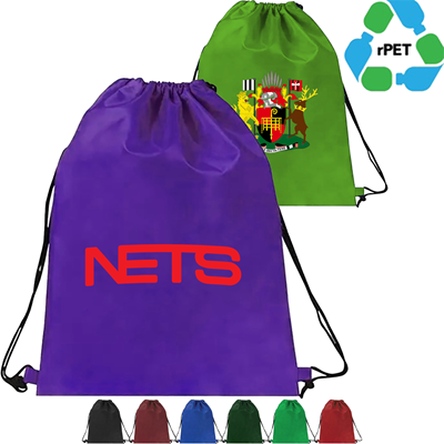 Picture of ECO-FRIENDLY RPET RECYCLED 210D POLYESTER DRAWSTRING BACKPACK RUCKSACK 15 INCH X 18 INCH