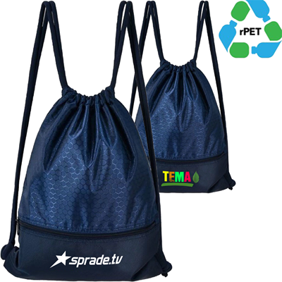 Picture of BOTTOM ZIPPER RPET RECYCLED 210D POLYESTER LARGE DRAWSTRING BACKPACK RUCKSACK.