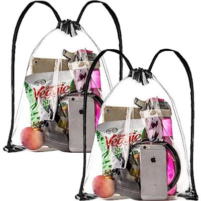 Picture of STADIUM APPROVED CINCH SACKS BAG CLEAR TRANSPARENT PVC DRAWSTRING BACKPACK RUCKSACK.