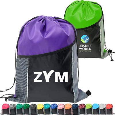 Picture of PREMIUM TRI COLOR DRAWSTRING BACKPACK RUCKSACK with Side Mesh Pocket Bag (14 Inch x 18 Inch)