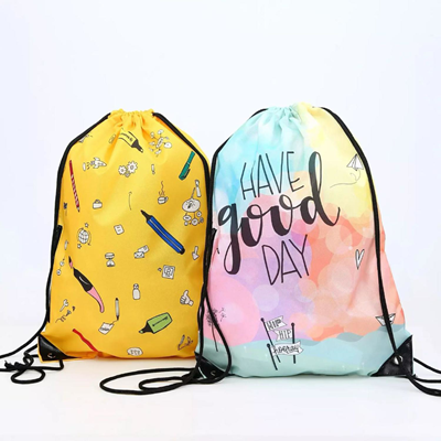 Picture of 210D POLYESTER SUBLIMATED DRAWSTRING BAG with Reinforced Edge 14 Inch x 17 Inch