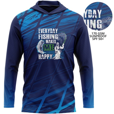 Picture of UNISEX 170 GSM SUNPROOF SPF 50+ FISHING LONG SLEEVE TEE SHIRT with Hooded Hoody