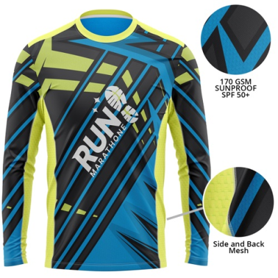 Picture of UNISEX 170 GSM SUNPROOF SPF 50+ SUBLIMATION LONG SLEEVE FISHING TEE SHIRT W &  SIDE & BACK MESH