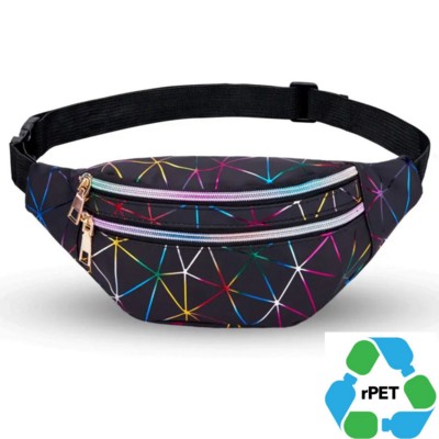 Picture of TWO ZIPPER RPET RECYCLED 600D POLYESTER CUSTOM SUBLIMATION FANNY PACK