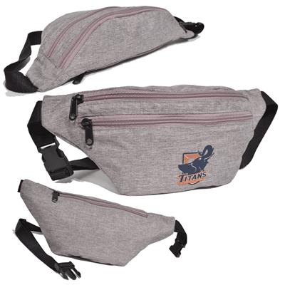 Picture of WATERPROOF 13 INCH W X 6 INCH H HEATHERED FANNY PACK with 3 Zippers & Custom Logo