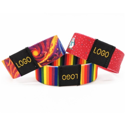 Picture of 3 & 4 INCH SUBLIMATED ELASTIC EVENT WRIST BAND W & CUSTOMIZABLE WOVEN LABEL