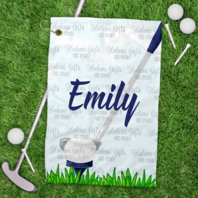 Picture of 12 INCHX 20 INCH SUBLIMATED MICROFIBRE GOLF TOWEL with Grommet & Carabiner