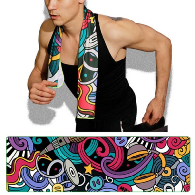 Picture of 20 INCHX 30 INCH SUBLIMATED PLUSH MICROFIBRE GYM TOWEL W &  COTTON TERRY LOOPS