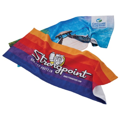 Picture of 24 INCHX 42 INCH SUBLIMATED PLUSH MICROFIBRE GYM TOWEL W &  COTTON TERRY LOOPS