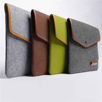 Picture of FELT LAPTOP SLEEVE with Leather Rim Flip Top & Button Closure