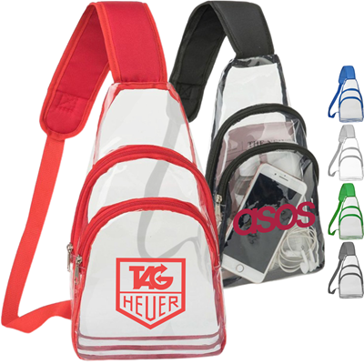 Picture of CLEAR TRANSPARENT BAG - TRANSPARENT PVC CROSSBODY SLING BACKPACK RUCKSACK