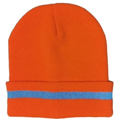 Picture of 100% ACRYLIC REFLECTIVE STRIPE KNITTED CUFFED SAFETY BEANIE