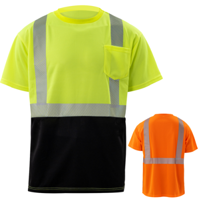 Picture of 3,8 OZ, POLYESTER CLASS 2 COLOUR CUBE BLOCK SEGMENTED TAPE SAFETY TEE SHIRT with Pocket
