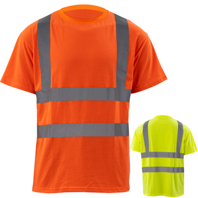 Picture of CLASS 2 POLY-COTTON ODOR REDUCING DOUBLE BAND REFLECTIVE TAPE SAFETY TEE SHIRT