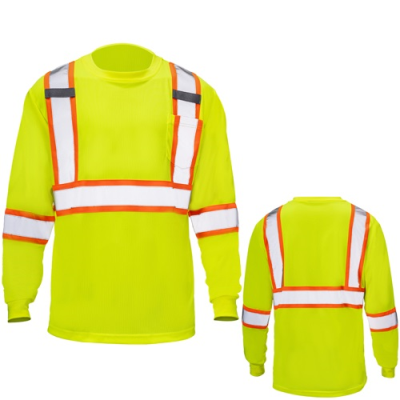 Picture of 3,8 OZ, POLYESTER CLASS 3 REFLECTIVE TAPE SAFETY TEE SHIRT with Pocket & Dual Mic Tab