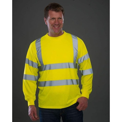 Picture of 3,8 OZ, POLYESTER CLASS 3 ODOR REDUCING DOUBLE BAND REFLECTIVE TAPE SAFETY TEE SHIRT