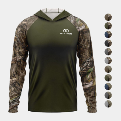 Picture of MOSSY OAK® MEN'S 4,4 OZ, POLYESTER INTERLOCK RAGLAN HOODED HOODY TEE SHIRT